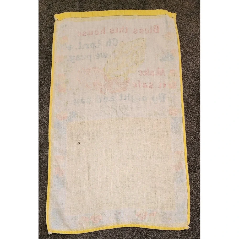 Vintage 1973 Religious Calendar Towel‎ Bless This House Prayer Floral
